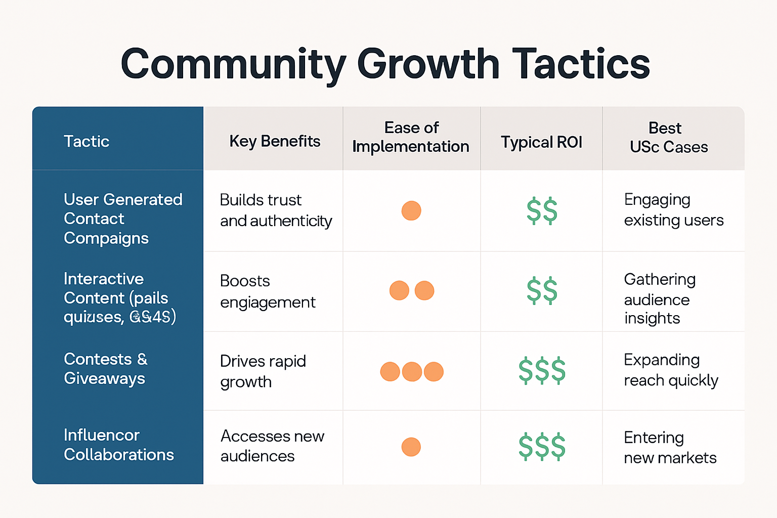 A clear comparison of popular community growth tactics helps marketers pinpoint the best strategy for their brand goals and resource constraints.