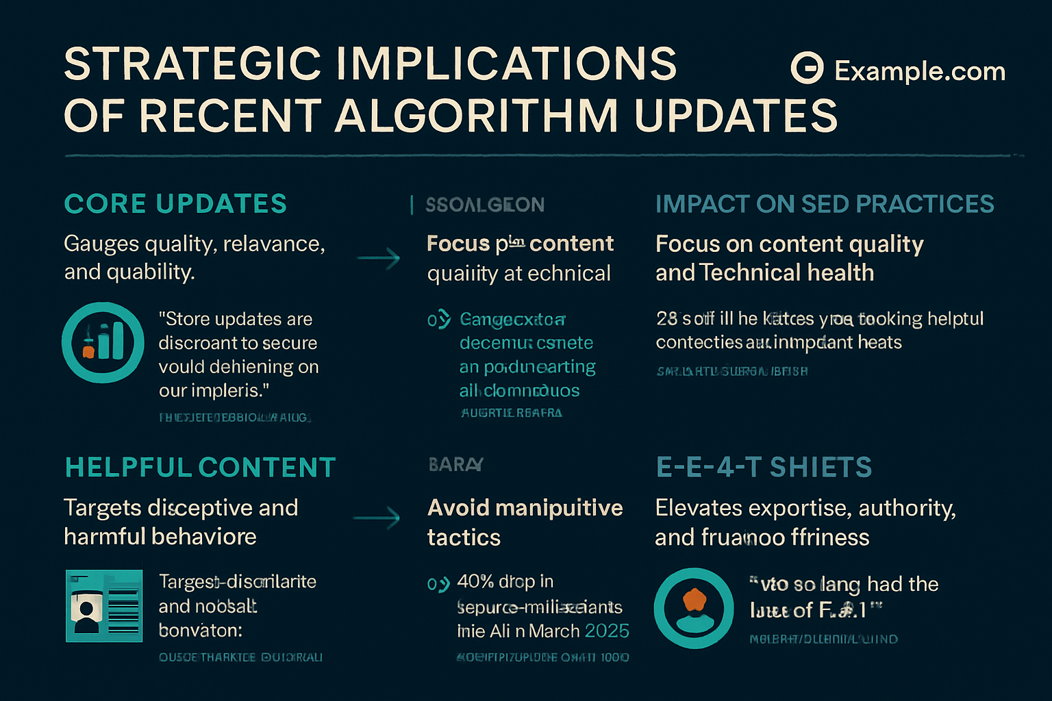 Build trust with clear visualization of how major algorithm changes influence SEO strategy, reinforcing our role as a forward-looking, authoritative SEO resource.