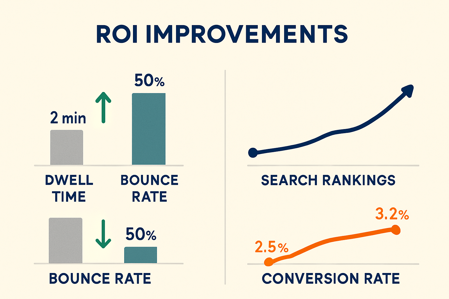 Infographic showing the ROI of investing in strategic on-page and UX SEO