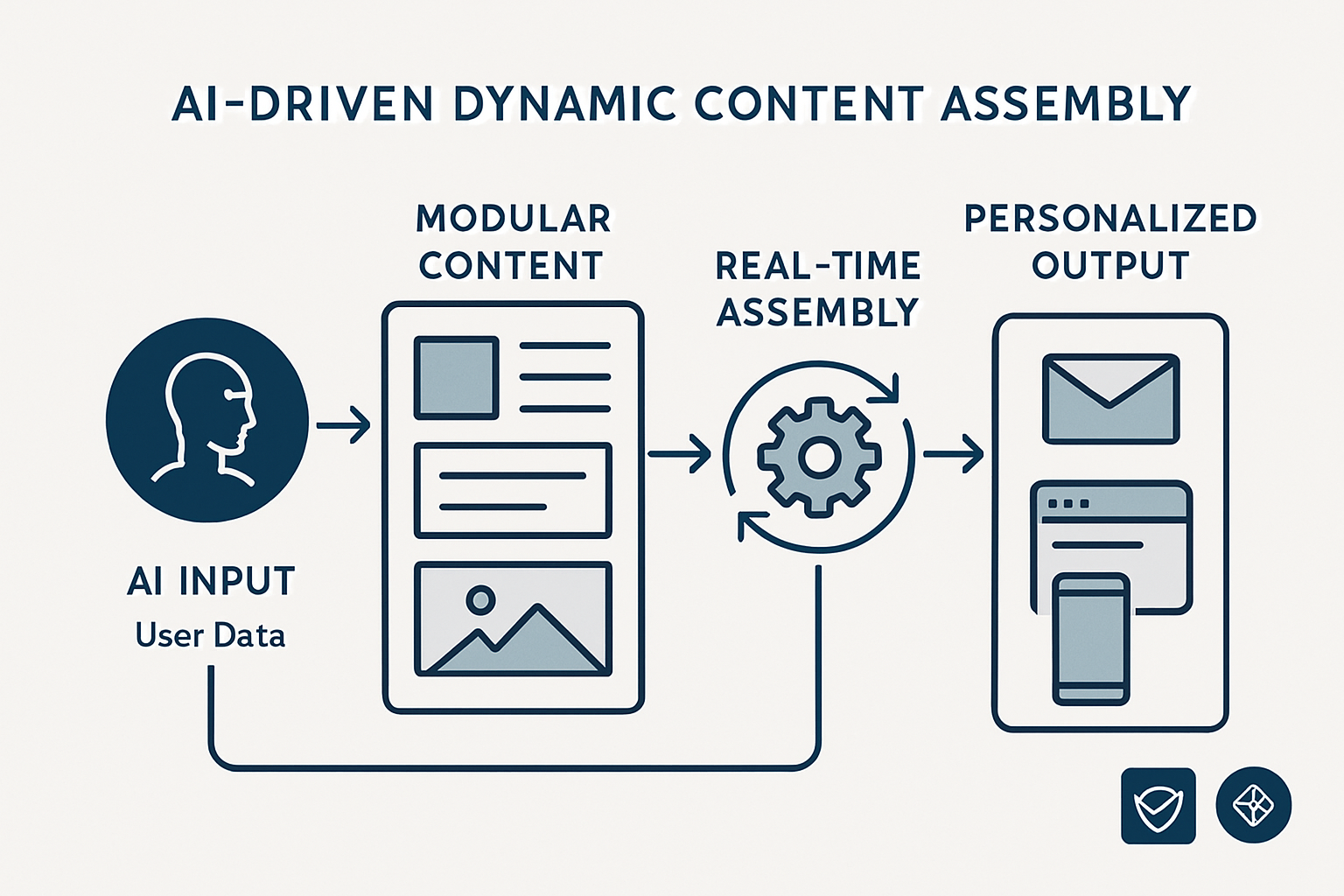 Visual flowchart illustrating the end-to-end AI-driven dynamic assembly process for personalized content delivery, reinforcing architectural expertise.
