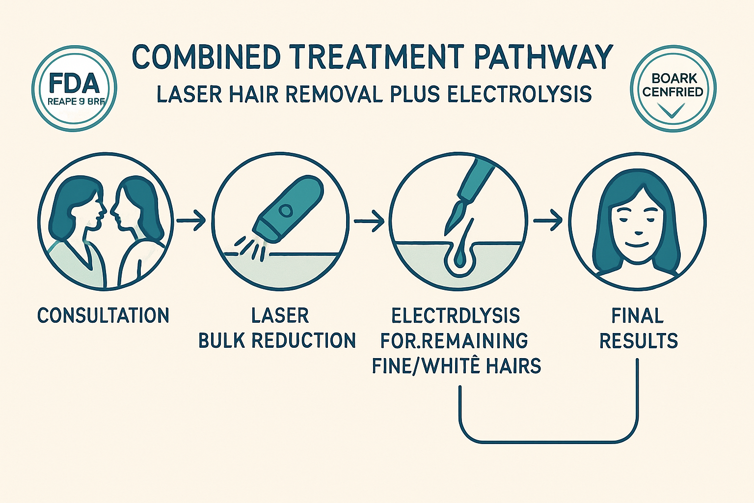 Our expert combination therapy approach guarantees comprehensive and effective hair removal, tailored for challenging cases.