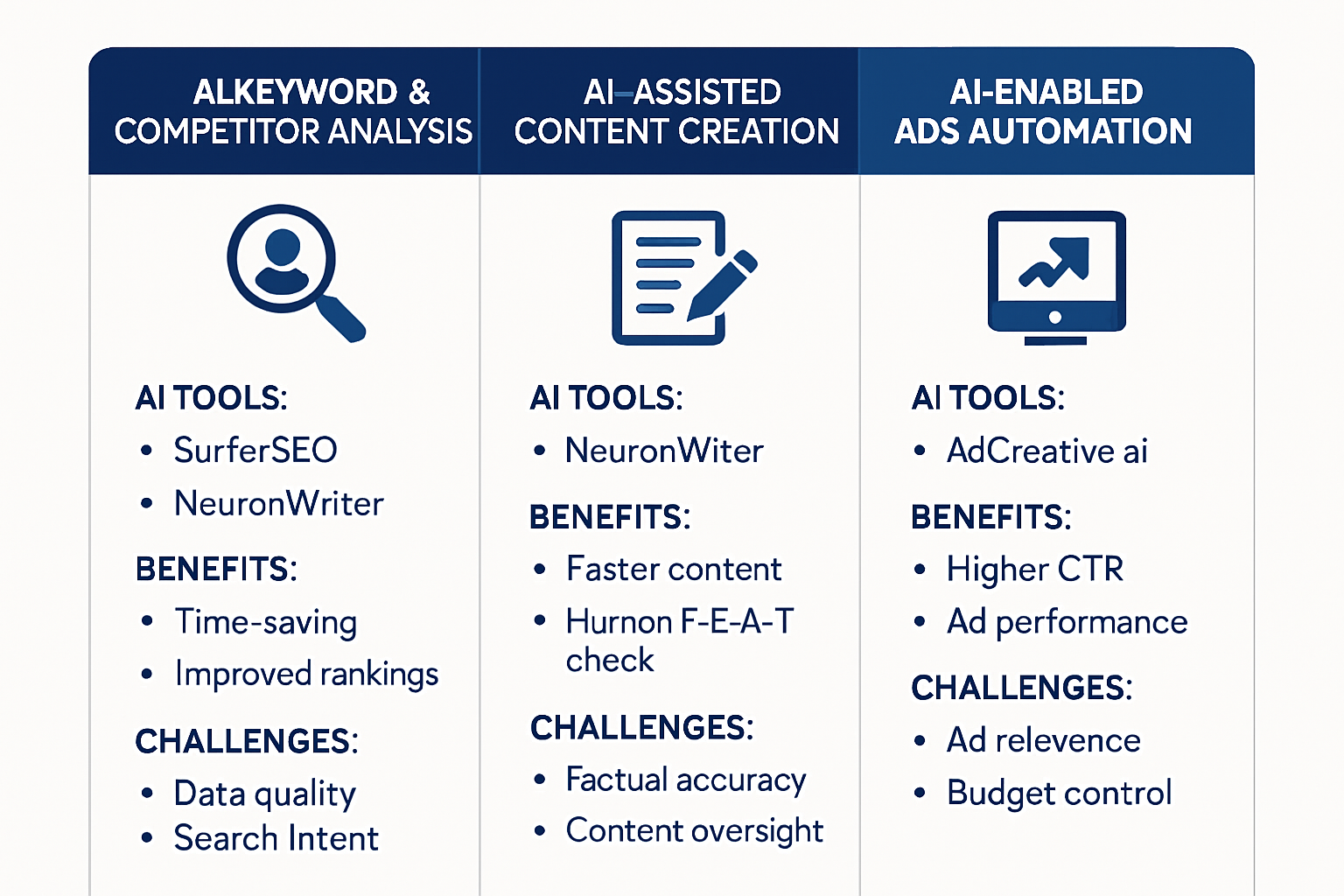 Unified AI-Driven SEO and SEA Workflow Comparison: Identify the right tools and steps for your MKB's search marketing success.