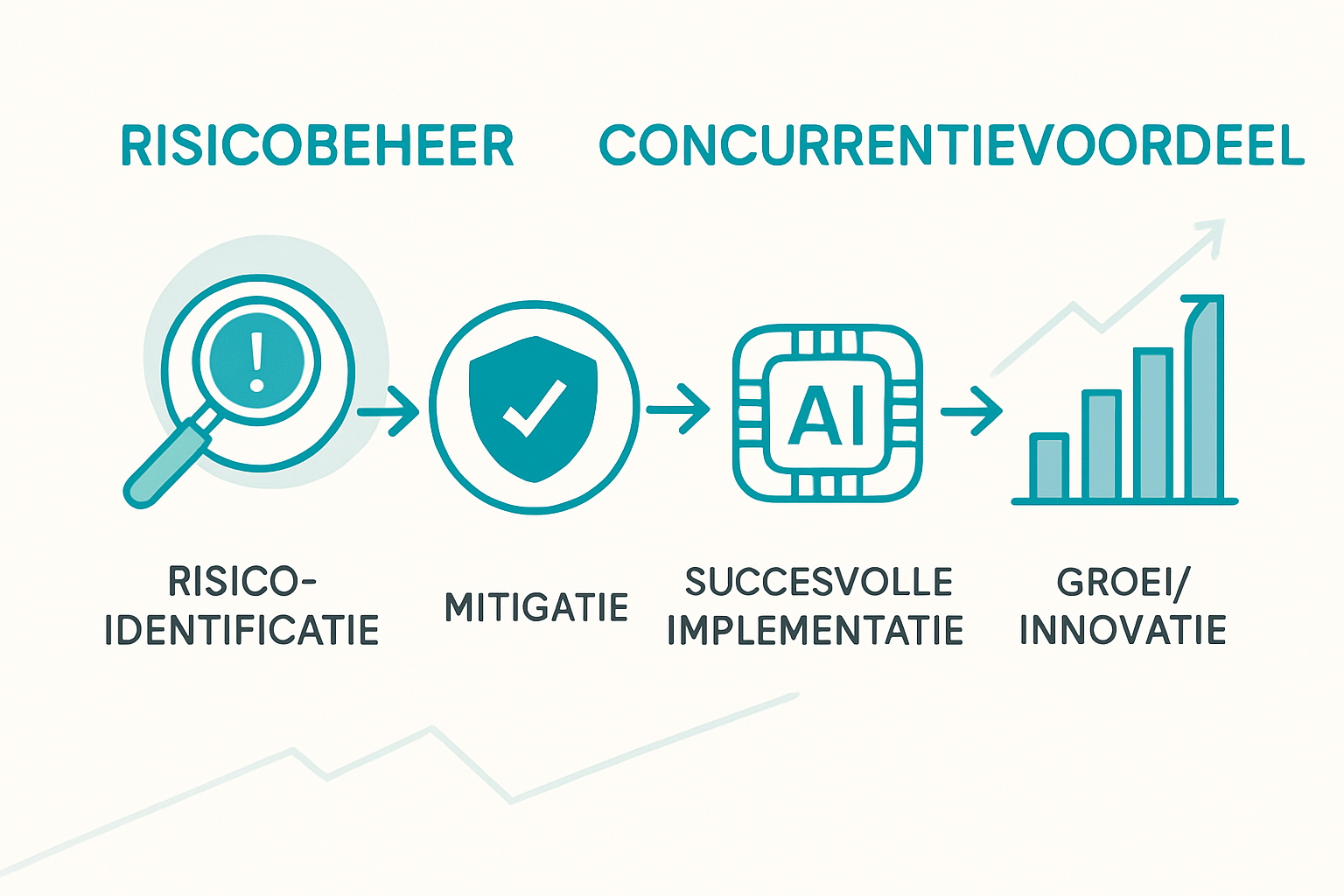 Risicobeheer als springplank naar duurzame innovatie en concurrentievoordeel binnen MKB’s die AI implementeren.