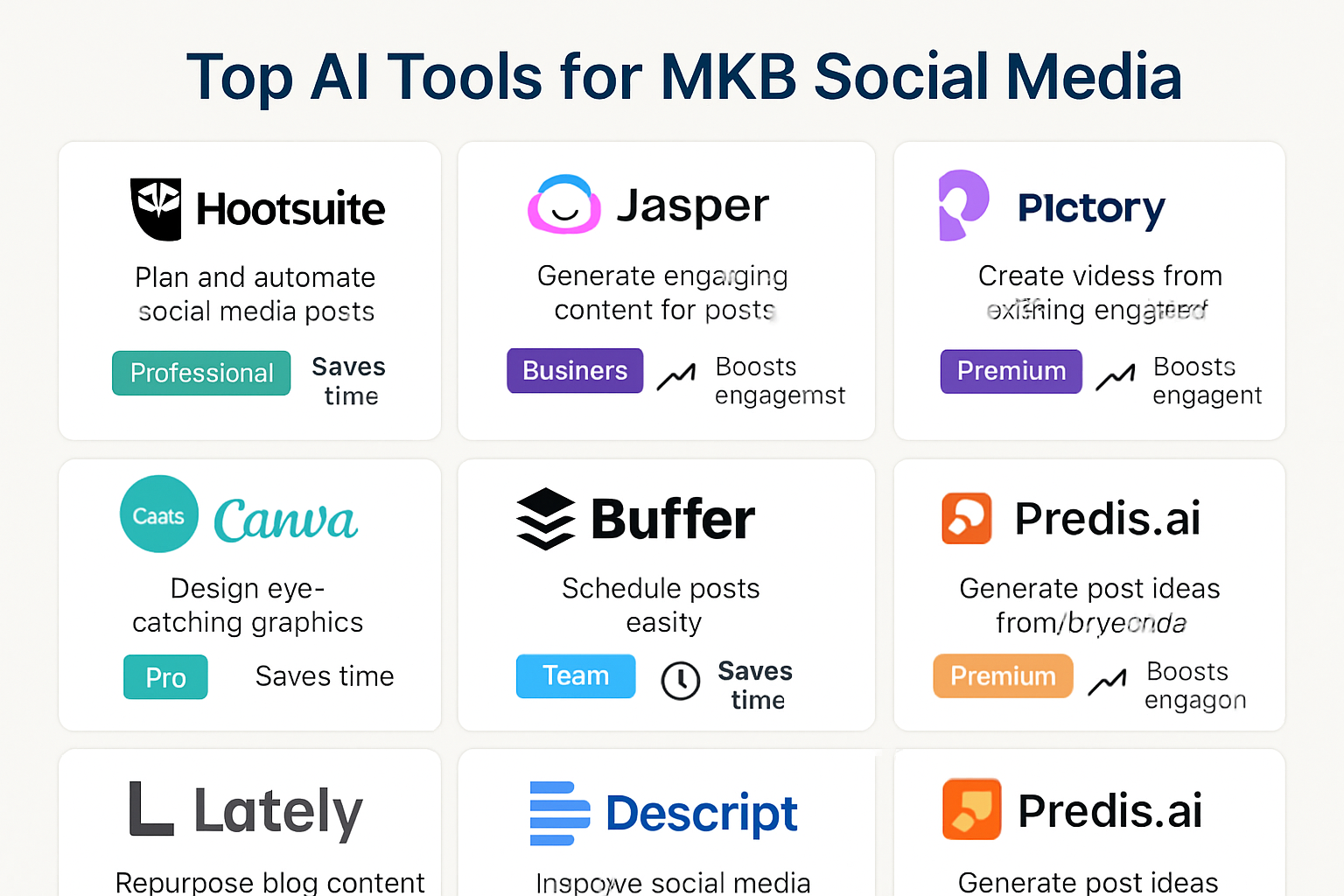 Curated selection of AI tools with practical insights helps MKBs find solutions that match their social media goals and budget.
